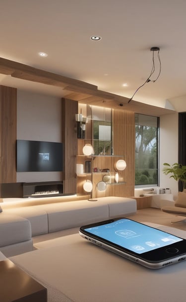 Smart city streetlights illuminating an urban road at dusk.