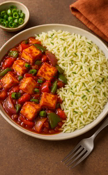 Chili Paneer With Lemongrass Rice