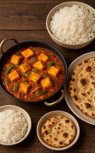 Kadhai Panner with Rice and/or Roti