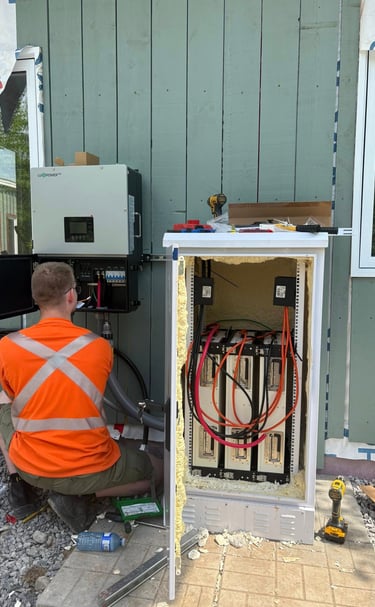 Licensed electricians at XBOCT (XB) Electric installing energy storage system