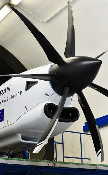 A close-up view of SAFRAN turbo-prop engine.