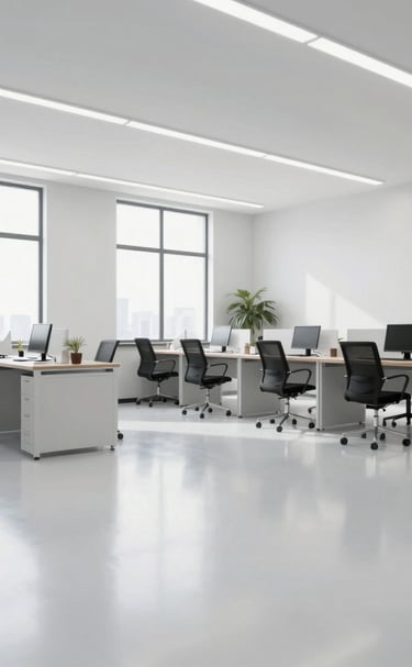 Ein Büro mit glänzenden Boden