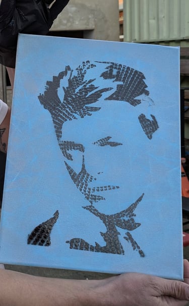 Graffiti stencil portrait artwork created in workshop Hamburg / Graffiti Schablonen Portrait Kunst Workshop Hamburg