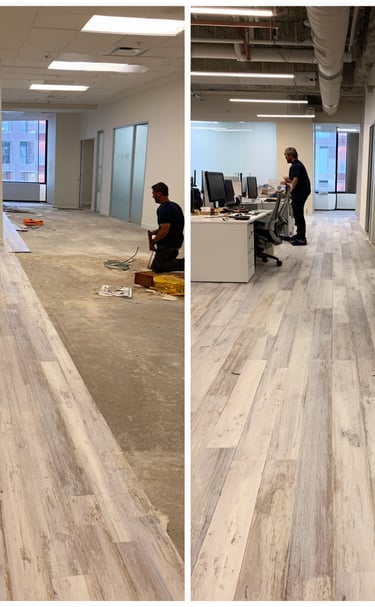 Commercial flooring installation in Sugar Land TX office space by Next Floors LLC