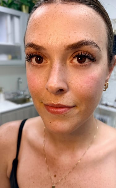 Custom lash extensions completed in La Jolla, soft and lifted