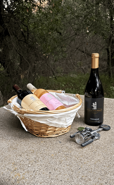 wine basket with 2 bottles of wine