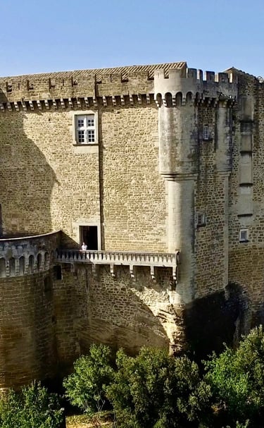Le fabuleux château provençal de Suze-la- Rousse est situé près du mas de l'Enclos du Soleil le Vent