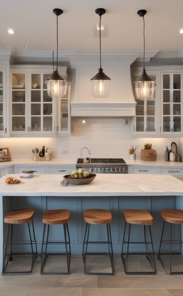 A vintage-style interior decorated with dark wooden furniture, an old radio, and a vintage fan. The walls have a rustic design with brickwork and antique light fixtures. Shelves hold various decorative vases and teapots, adding to the classic ambiance.