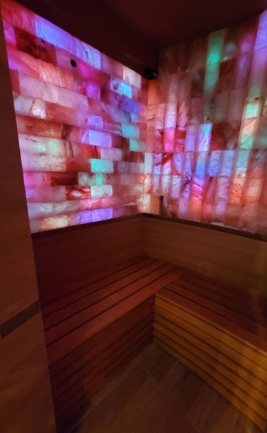 sauna avec mur de sel