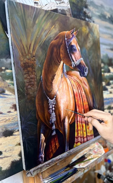 Finishing Up Horse Painting By Maamar Tazi