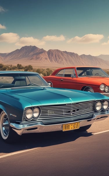 two cars parked on the side of the road