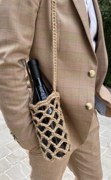Porte bouteille de vin en fil de jute