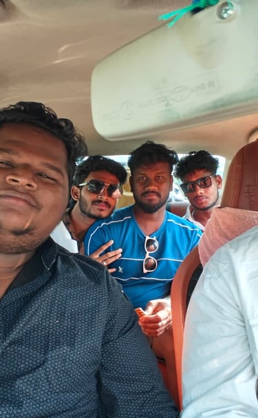 ​"Happy customers enjoying their outstation tour inside a comfortable South India Drop Taxi"