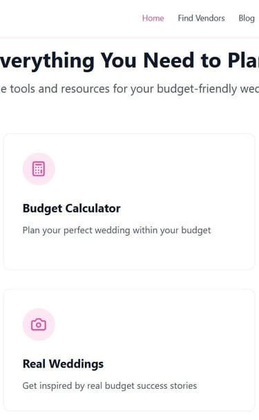 a website page with a list of wedding planning tips
