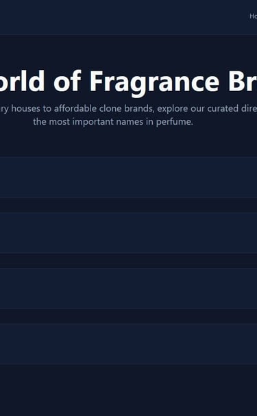 a website page with a bunch of different brands of perfumes and the specific perfumes top of the cla