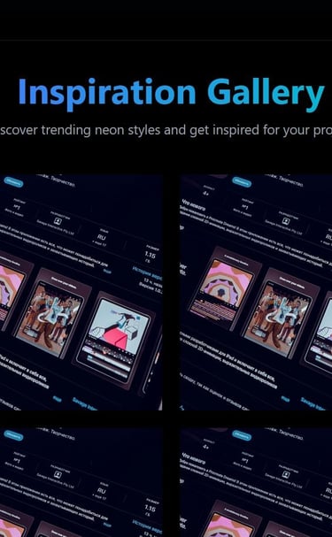 a series of photos of a neon sign designing website