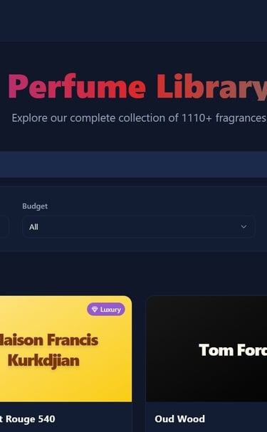 a website page with a few different types of perfumes