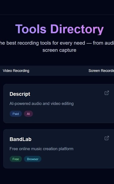 a website page with a bunch of tools and tools