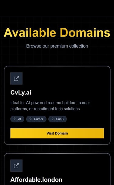 a website page with a bunch of different types of domains