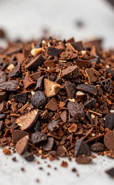 Sunset over the lush cacao fields of Trinidad and Tobago with farmers tending the crops.