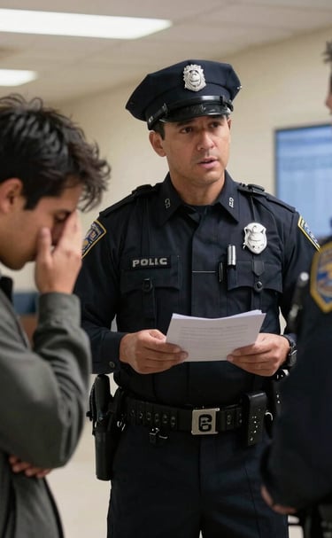 A group of officers attentively participating in a leadership workshop in a modern conference room.