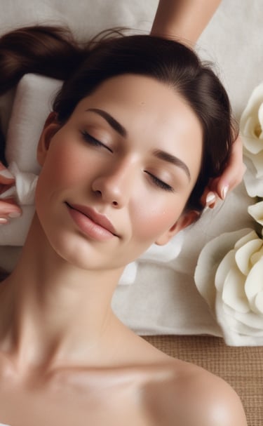 Relaxed client enjoying a head spa session in the serene Lausanne studio.