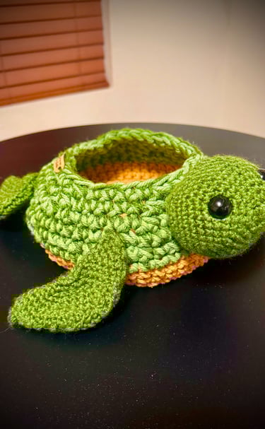 Crochet turtle basket