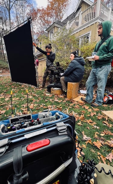 Sound bag with camera and grip team.