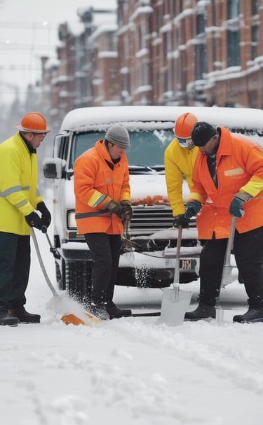 Workers carefully loading furniture into a transport van.