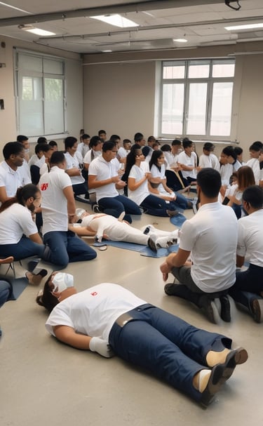 Students planting trees together during a community environmental project.