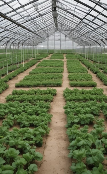 A close-up of a greenhouse ventilation system with adjustable vents open to fresh air.