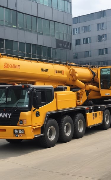 A powerful yellow excavator working on a construction site under a clear blue sky.