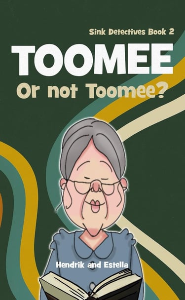a cartoonish looking older woman with glasses and a book