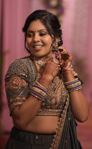 best eye makeup with nude lipstick and luxury jewellry with r&d bridal makeup in gotri