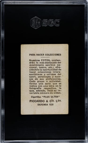1926 Piccardo & CIA Cigarillos Plus Ultra Basketball Card E10 Campeones Hindu Club Reverse Back