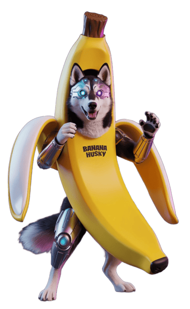 a dog dressed as a superhero in a banana peeler