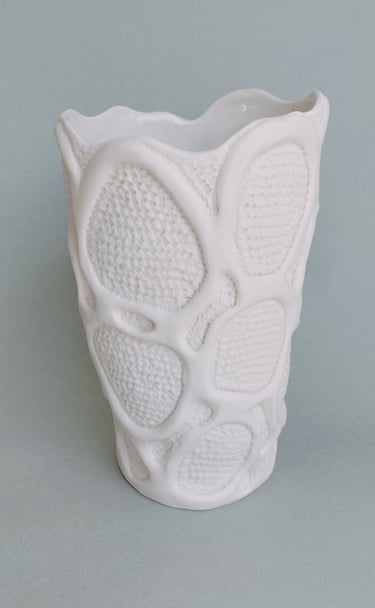 Vase Couture, 19 cm,  Porcelaine blanche