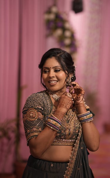 best eye makeup with nude lipstick and luxury jewellry with r&d bridal makeup in gotri