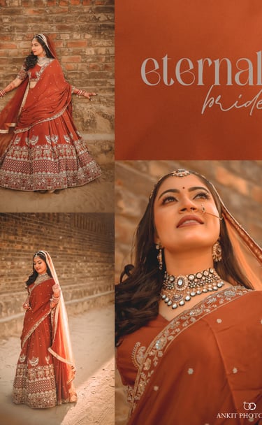Full bridal look with traditional lehenga and makeup and hairstyle near me in Gotri Vadodara.