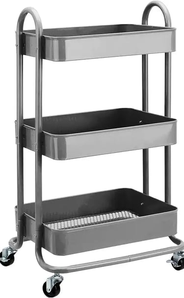 Chariot de rangement à 3 niveaux pour la cuisine ou la buanderie avec roulettes