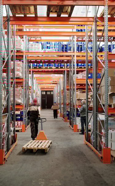 a warehouse with pallets and pallets of pallets