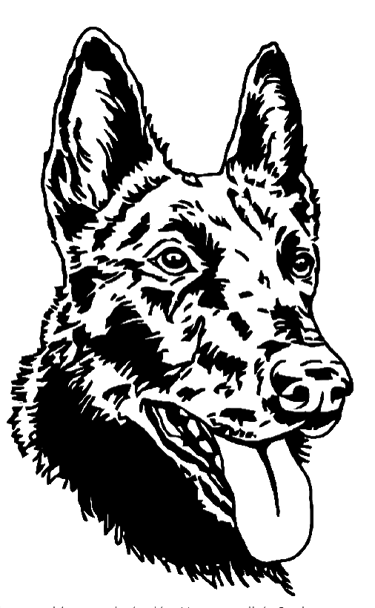 portrait digital stylisé noir et blanc d'un chien