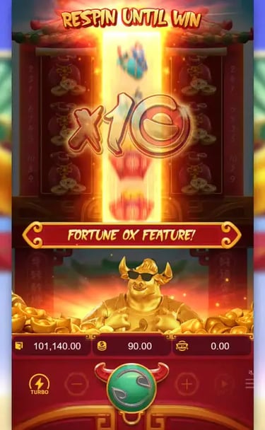 Ganho no Fortune Ox - Momento exato que o touro ativa o bônus