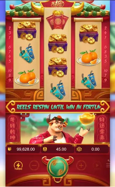 Interface do jogo Fortune Ox - Como funciona a tela do touro da fortuna