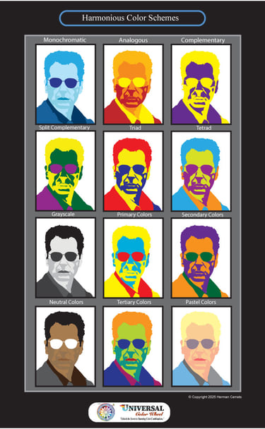 Harmonious color schemes from Universal color wheel