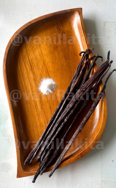 Vanilla beans on tray