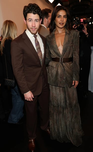 Priyanka Chopra and Nick Jonas at Ralph Lauren NYFW 2025 show.