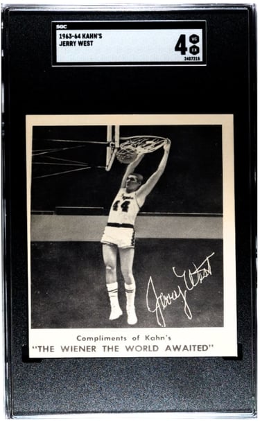 Jerry West Stuff Shot Dunk Basketball Card Kahn's wieners