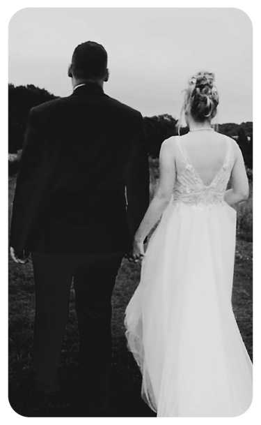 photo noir et blanc de mariée
