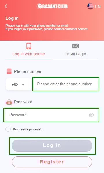 basant club login